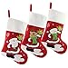 BSTAOFY 3 pcs Christmas Stockings Santa Claus Reindeer Snowman in Plaid Suit with Gift Box Socks for Assorted Xmas Tree Hanging Decor Party Ornaments Family