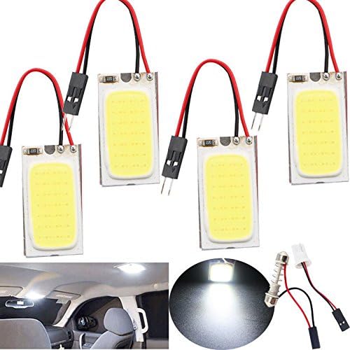 48 SMD COB LED T10 4W 12V Car Interior Panel Light Dome Lamp Bulb White Pack of 2