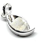 Natural Rainbow Moonstone 925 Solid Sterling Silver Pendant 20mm