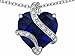 Star K Large 15mm Heart Shape Simulated Blue Sapphire Love Pendant Necklace Sterling Silver