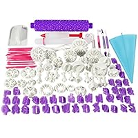 BESTOMZ 94pcs Fondant Cake Cutter Cookie Bakeware Icing Decoration Kit with Flower Modelling Mold Mould Fondant Tools