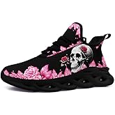 coolcustomize Women's Skull Running Shoes Lightweight Athletic Trail Tennis Shoes Cool Supportive Workout Gym Sneaker for Men