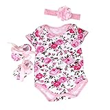 DZT1968® 1 Set Baby Girl Floral Romper With Shoes Headband