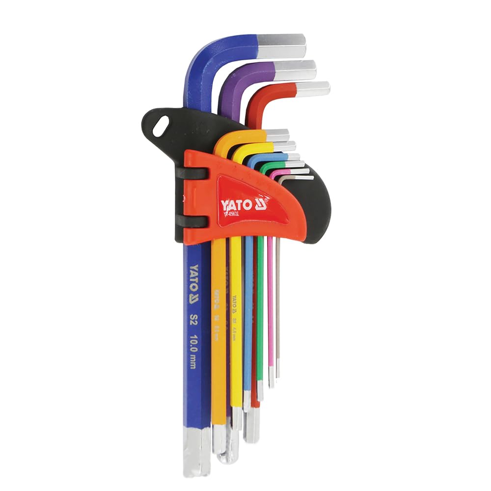 Yato Hexagonal Key Set 9 Pieces Longer arms Sizes 1.5-10mm S2 Steel (YT-05631)