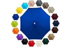 6.6ft/7.5ft/9ft/10ft Replacement Umbrella Cover, 6 Ribs 8 Ribs Patio Umbrella Canopy Replacement Canvas, Outdoor Market Table