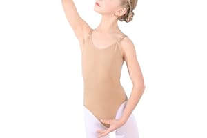 TENVDA Girls Seamless Camisole Undergarment Leotard Nude White Bodysuits Size 3-16 Years Old for Ballet Dance Gymnastics