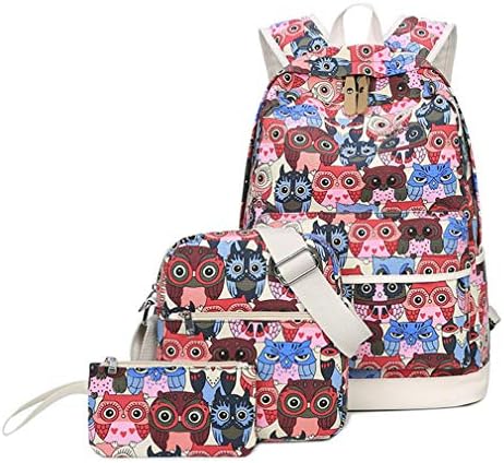 Women's Animal Backpack Owl Printing Canvas Bookbags