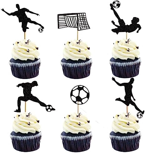 10 Décorations De Gâteau Football - Toppers Pour Cupcakes Et Gâteaux D'anniversaire - Thème Sport Pour Fête D'enfant Garçon
