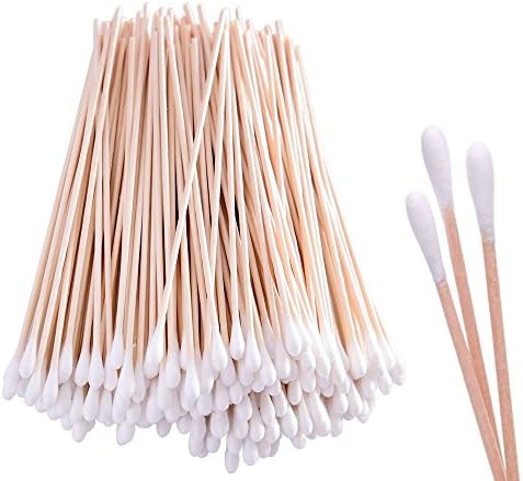 100 Count 6 Inch Long Cotton Swabs with Wooden Handle Sticks for Gun Cleaning, Polishing Jewelry, Arts, and Crafts, Cleaning Electronics (1 Pack-100 pcs, White)