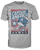 Funko Men's Pop! T-Shirts Marvel - Cap America Fight For Justice, Gray, X-Small