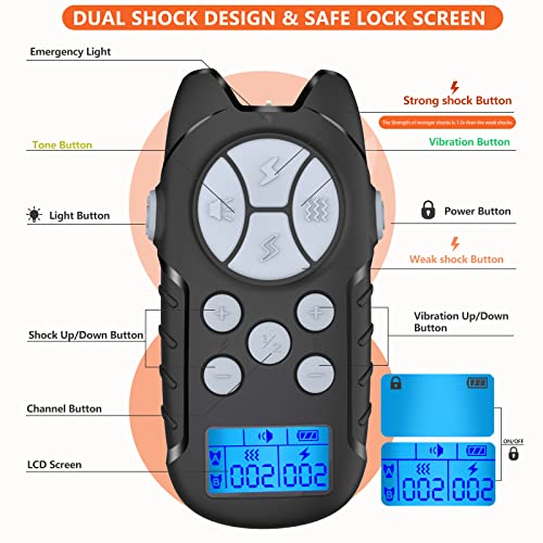 DOGREAT Dog Training Collar, 4 Training Modes Shock Collar with 1000Ft Remote for Large Medium and Small Dogs, Dual Shock Design Dog Shock Collar, Rechargeable Waterproof Training Collar for Dogs