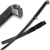 Honshu Boshin Midnight Forge Wakizashi | 22 1/2" Black High Carbon Steel Blade with Textured TPR Grip and Steel Guard, 34" Overall
