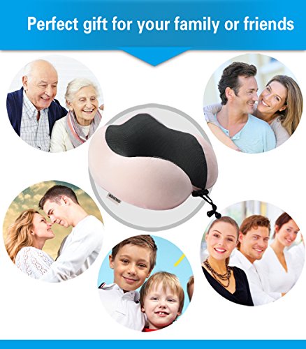 Travel Pillow - Memory Foam Neck Pillow with 360 Head & neck Support Comfortable For Long Flight, Airplane, Train, Reading, Working, Ergonomically (Pink2) - Thumbnail 3