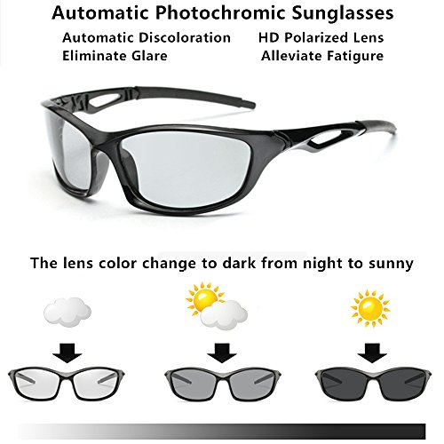 Photochromic Sunglasses Men Women HD Polarized Sports Cycling Glasses By Long Keeper (Bright Grey) - Thumbnail 2