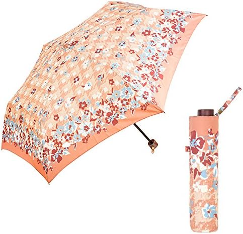 ISSIKI JAPAN Compact Rain Travel Umbrella with case, Ultra Lightweight(5.9 oz), Color Pink, Flower Print