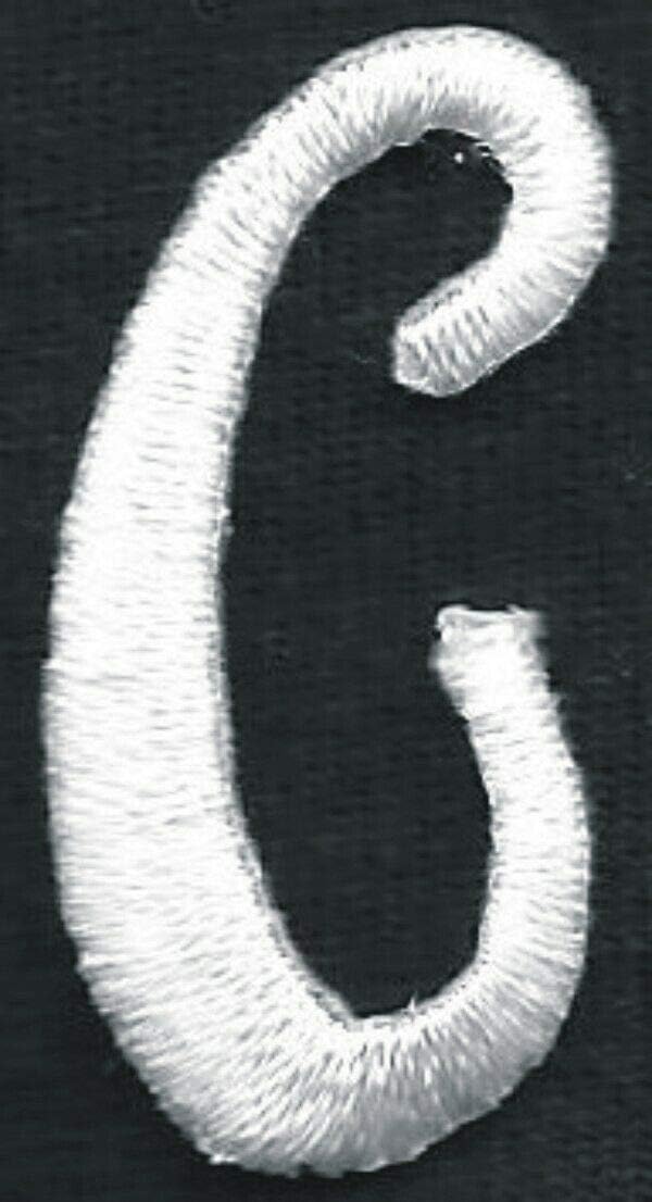 Amazon Com Embroidered Iron On Sew On Patch Fancy White Script Cursive Alphabet Letter C Great Quality Applique 1 2 X 1 1 8 Arts Crafts Sewing