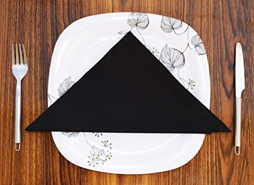 Cloth dinner Napkins-Flax Cotton Fabric- Black color, Measuring 19x19, Wedding Napkins,Cocktails Napkins,Dinner Napkins,Decorative Napkins, Mitered Corners, Machine Washable Dinner Napkins Set of 12