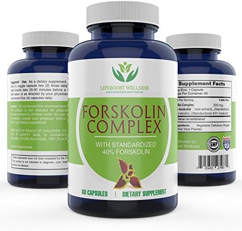 Pure Forskolin Extract with Standardized 40% Forskolin for Weight Loss by Lifeboost Wellness | High Potency Fat Burner | Boosts Metabolism | GMP Certified | Made in the USA | 60 Capsules