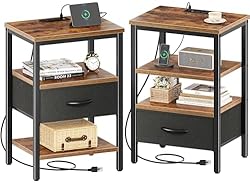 SUPERJARE Nightstand Set of 2, Bed Side Tables with