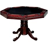 Furniture of America Deaton 48" x 48" Traditional 8-Sided Octagon-Shaped Wood Gaming Table with Inter-Changeable Top, Cuphold