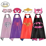 WT&C Superhero Dress Up Costumes Satin Capes with Masks For Girls (Set of 4)
