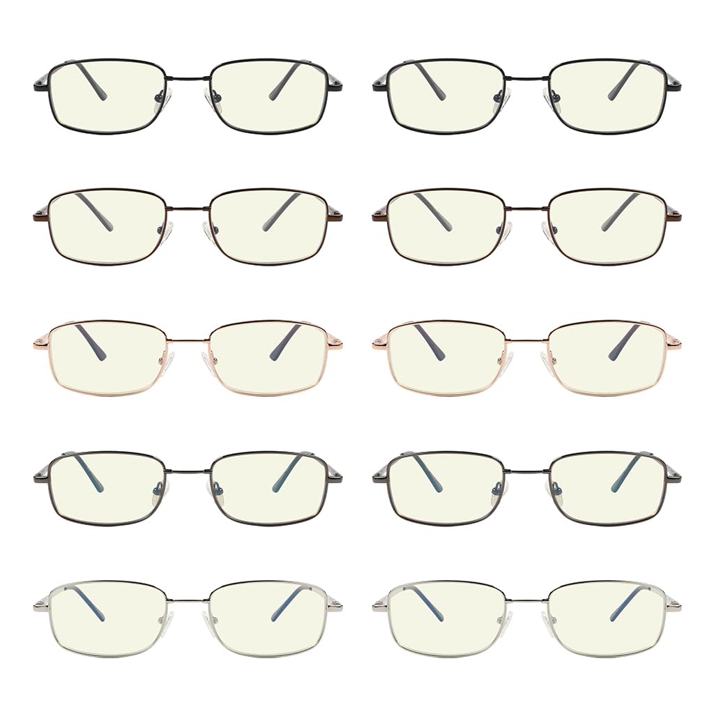 Photo 1 of Eyekepper 10 Pack Blue Light Reading Glasses for Women Men Memory Titanium Computer Readers +2.00
