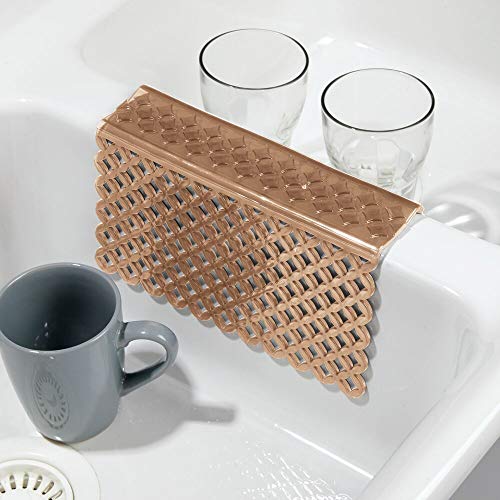 mDesign Adjustable Kitchen Sink Dish Drying Mat/Grid Soft Plastic