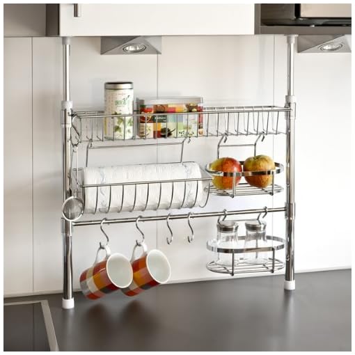 bremermann-mensola-telescopica-per-la-cucina-con-porta-rotolo-asciugatutto-cestelli-ganci