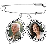 Wedding Double Picture Frame Brooch for Bride Groom Boutonniece Pin for Wedding Bouquet