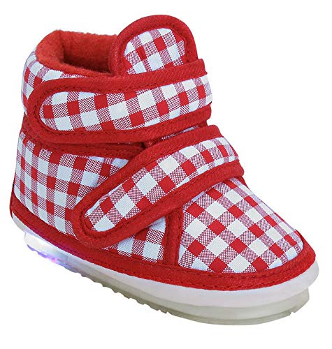 CHIU Kids LED Light Shoes with Chu Chu Music Sound & Check Print for Baby Girl and Baby Boys (Age Group - 9-12 Months, 12-15 Months, 15-18