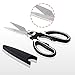 Kitchen Shears and Herb Scissors Set - Heavy Duty Easy Function Come Apart Multipurpose Culinary Scissors in Stainless Steel with Blade Covers for Meat Poultry Fish Herbs Nuts by COMPV