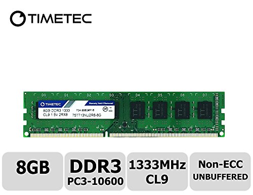 Timetec Hynix IC 8GB DDR3 1333MHz PC3-10600 Unbuffered Non-ECC 1.5V CL9 2Rx8 Dual Rank 240 Pin UDIMM Desktop Memory Ram Module Upgrade (8GB)