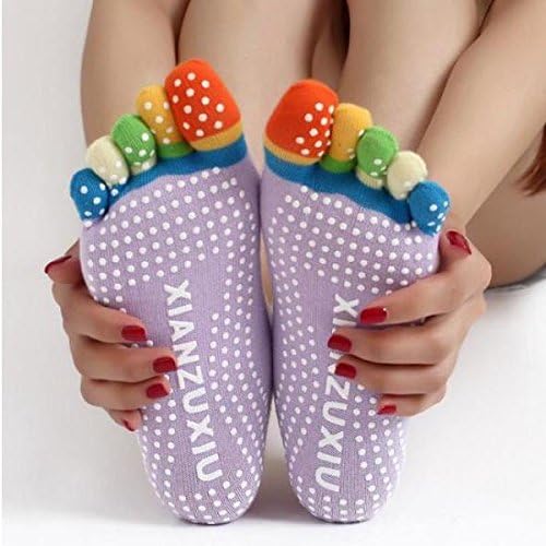 Colorful Antislip Sports Yoga Socks Fitness Cotton Massage Socks Women Pilates Socks-Color Random by PPSTORE99