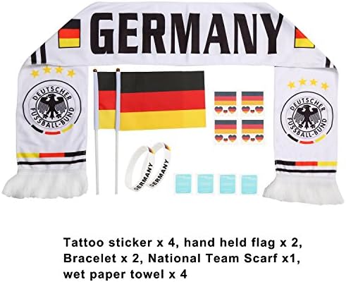 AOZKY Stick Flag Fans Scarf Tattoo Stickers Silicone Bracelet Football Suit Cheerleading Supplies for World Cup 2018, Olympic, Bar, Sports Events, Festival Events Celebrations