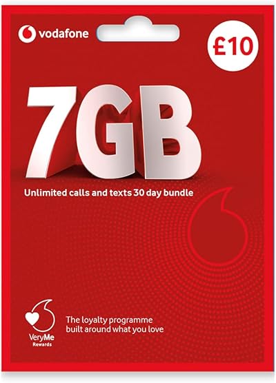 love 2 surf Vodafone UK Prepaid SIM £10 Bundle 7GB Data Unlimited Mins Texts