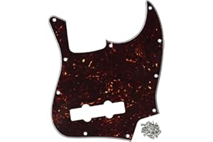 FLEOR 10 Hole J Bass Pickguard Scratch Plate Pick Guards for 4 Strings American/Mexican Standard J Bass Part, 4Ply Brown Tortoise Shell