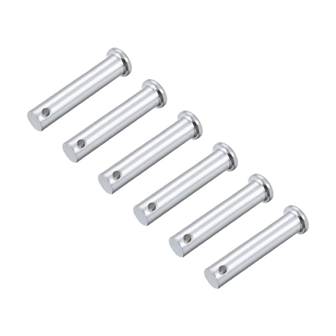 sourcing map Single Hole Clevis Pins - 10mm X 50mm Flat Head Zinc-Plating Solid Steel Link Hinge Pin 6Pcs