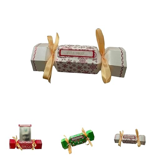 Christmas Decorations, Christmas Money Gift Box Set, Early, DIY Money Holder Crackers with Pull Tab, Red and White Stripe Design, Holiday Cash Gift Packaging