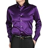 ZERDSKY Men's Slim-Fit Solid Color Dance Prom Dress Shirt