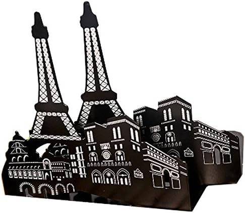 Bookends Book End Book Organizer，KIXIGO Famous Landmark of Europe and America Iron Metal Decorative Bookend For Library School Office Home Deck Study Gift，1 Pair (Romantic tower)