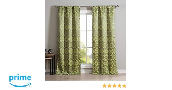 Amazon Com Kensie Vivyan Geometric Pole Top Window Curtain Drapes