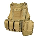 SMARTSTANDARD Tactical Vest Law Enforcement Molle Airsoft Modular CS field Army Fans Outdoor Supplies Training Vest KHaki