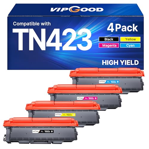 VIPGOOD TN423 TN-423 Compatible Toner Cartridge for Brother TN423 TN-423 TN421 for Brother HL-L8260CDW MFC-L8900CDW MFC-L8690CDW HL-L8360CDW DCP-L3560CDW (Black Cyan Yellow Magenta)