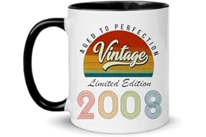 LXQM Vintage 2008 Ceramic Coffee Mug, 18th Birthday Gifts for Girls Boys, 18 Years Old Gift Mug, Turning 18 Party Decoration 