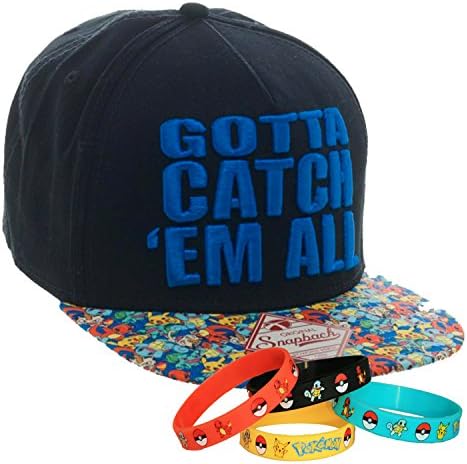 Pokemon Go "Gotta Catch Em All" Snapback Cap Hat with Bracelet