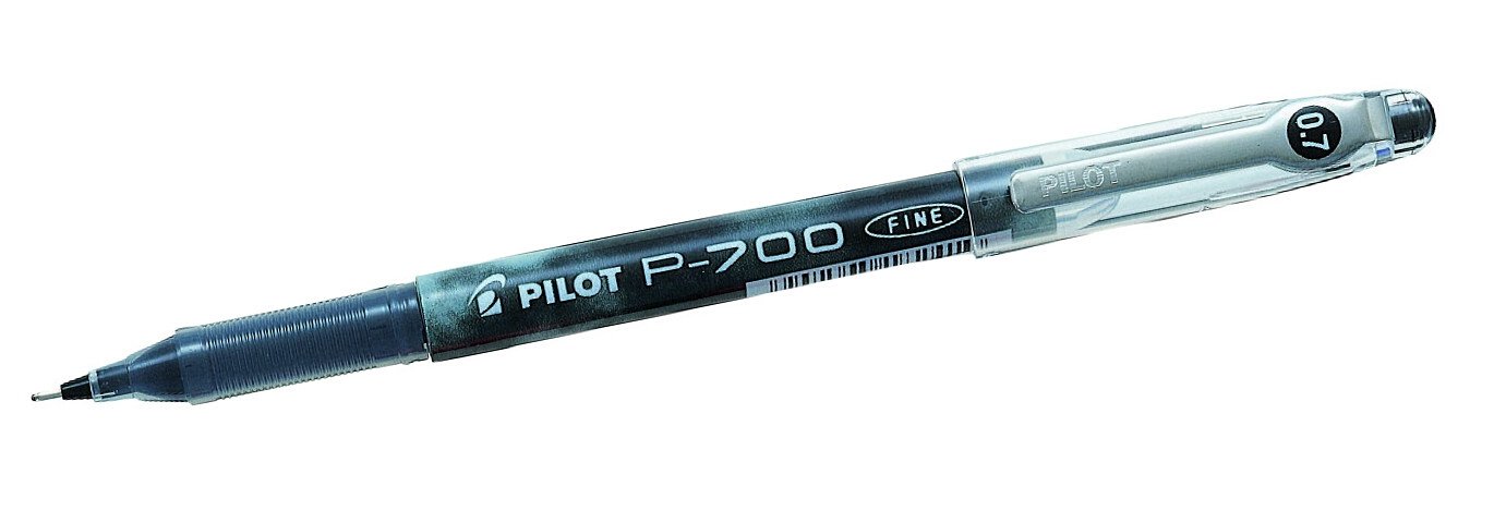 Pilot P700 Gel Rollerball Pen Needle Point 0.7mm Tip Line Black Ref BLP7001 [Pack 12]
