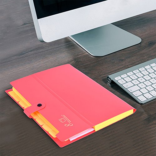 Tenn Well Pocket Document File Folder, 8 Pockets Expanding A4 and Letter Size File Organizer (Red) - Thumbnail 5