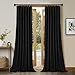 StangH Black Velvet Curtains 96 inches Long Blackout Curtains Thermal Insulated Patio Door Drapes, Noise Buffer Privacy Assured Panels for Living Room/Bedroom, W52 x L96, 2 Panels