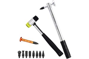 LADYROSIAN 12PCS Paintless Dent Repair Tools Aluminum Dent Hammer with Knock Down Head Tap Rubber Hammer Set for Car Hail Damage Repair