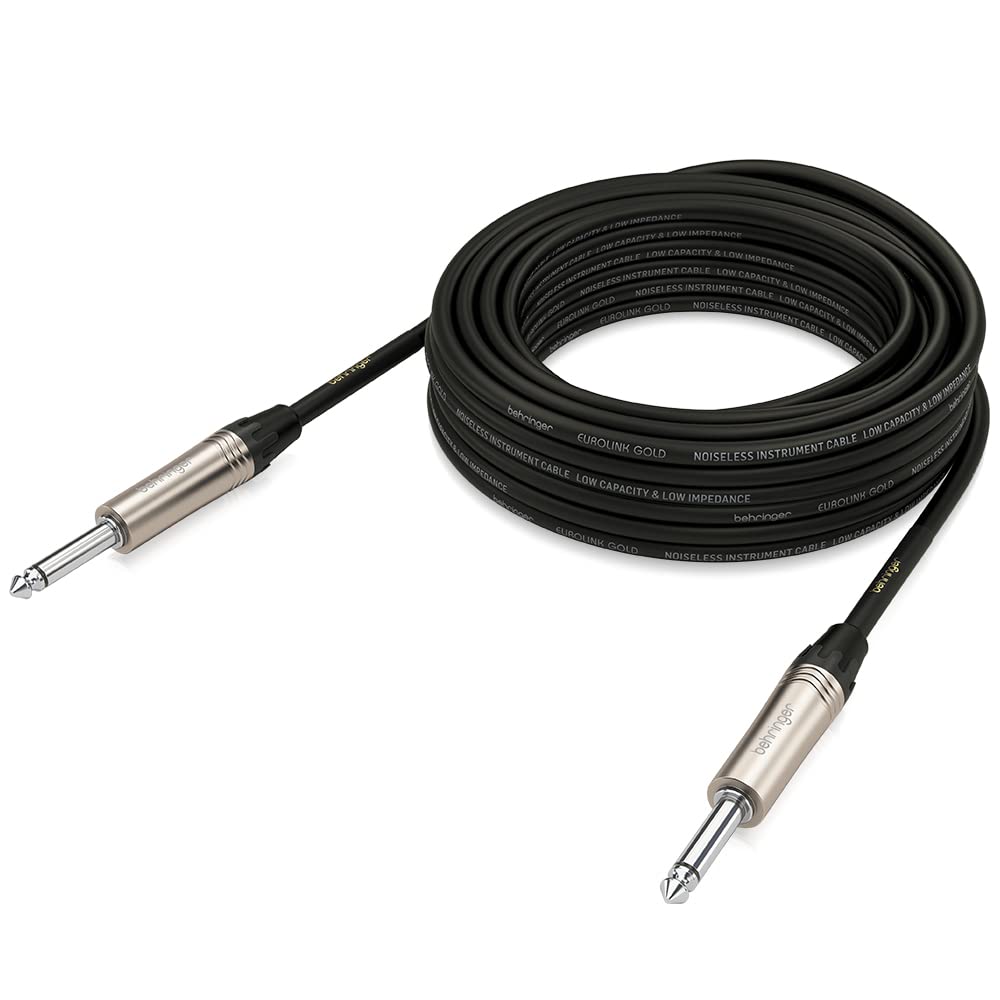 Behringer Instrument Cable - Guitar Cable - 1/4 Inch TS Male to 1/4 Inch TS Male - 10 m / 32.8 ft - Gold Performance - GIC-1000